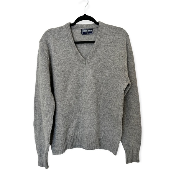 Robert Bruce Other - Robert Bruce 100% Wool Grey Knit Sweater Men's V-neck Size XL